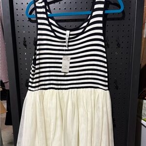 Knitworks Black and White Striped Kids Dress
